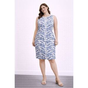 Adrianna Papell Blue & White Sheath Dress 14